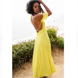🍋 Free People Louisa Maxi Dress in Golden Kiwi Yellow